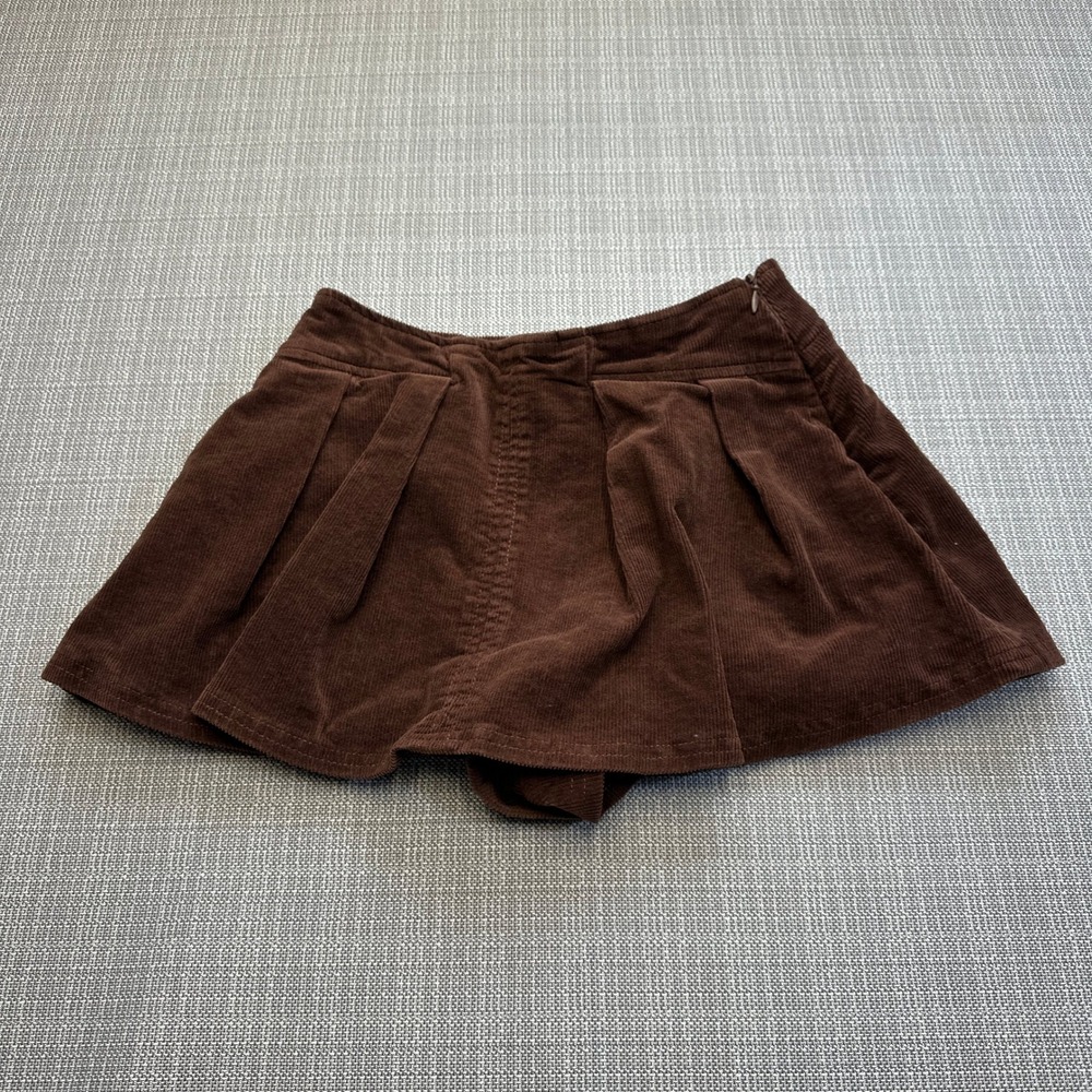Y2K Corduroy Pleated Mini Skort Small Chocolate Brown Preppy Academia